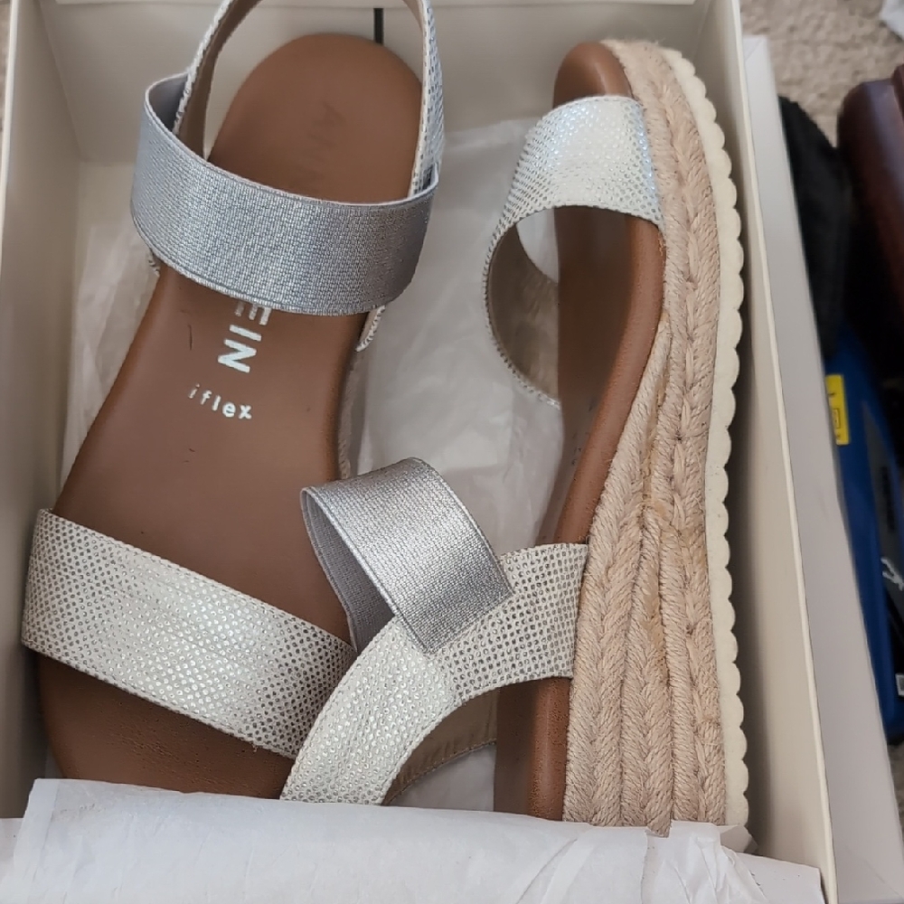 Calvin Klein Silver Espadrille Sandals